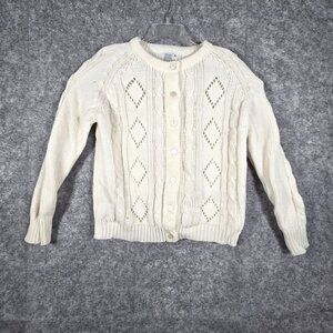 Primstyle Women's Button Up Cable Knit Cardigan Sweater Cream Size L Vintage